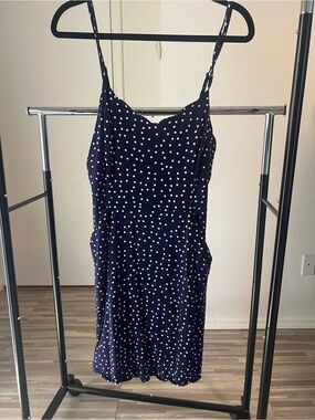 41 Hawthorn Navy and White Polka Dot Maxi Dress with Spaghetti Straps